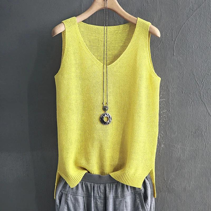 Blusas Mujer De Moda 2024 Blouse femmes été sans manches tricoté Blouse chemise femmes vêtements col