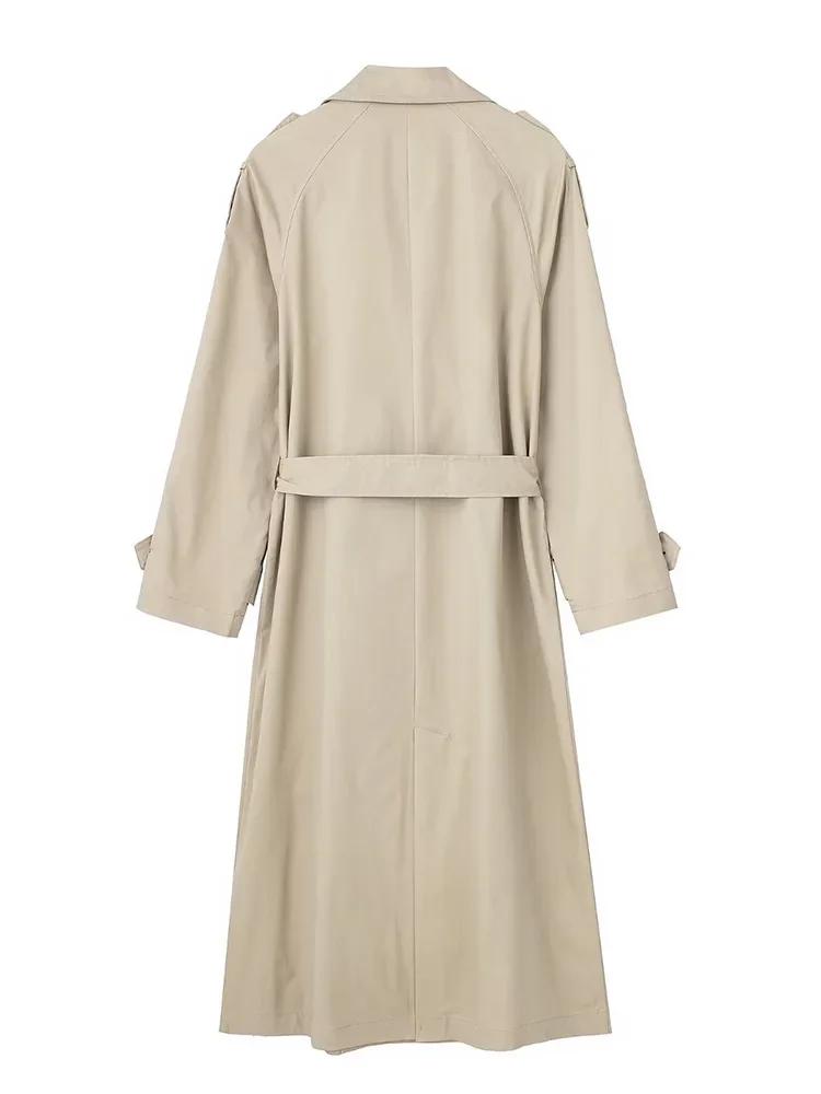 Willshela femmes mode avec ceinture solide Double boutonnage Trench Vintage revers cou manches longu