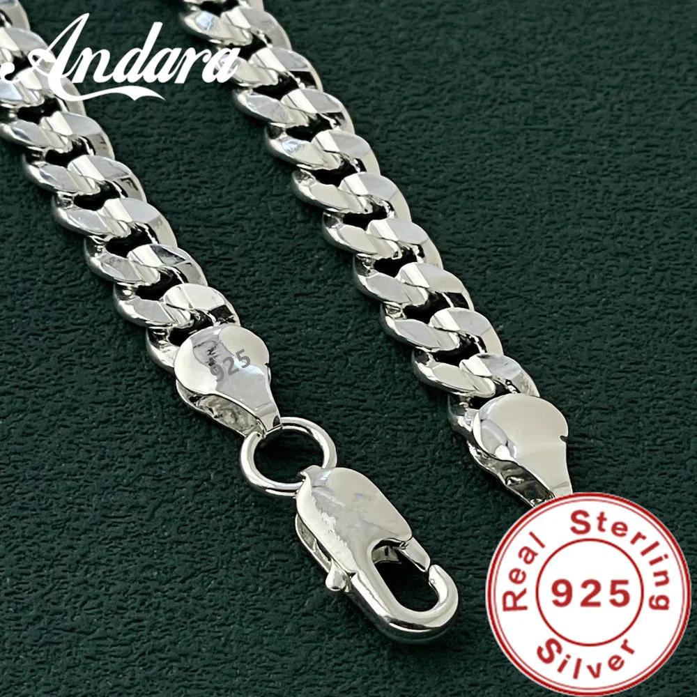 Breloque en argent Sterling 925 de haute qualité, chaîne de 7MM, bracelets et colliers, ensemble de 