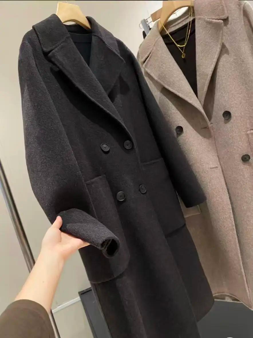 Manteau en laine ample à double boutonnage pour femme, nouveau style Original de haute qualité, 2026