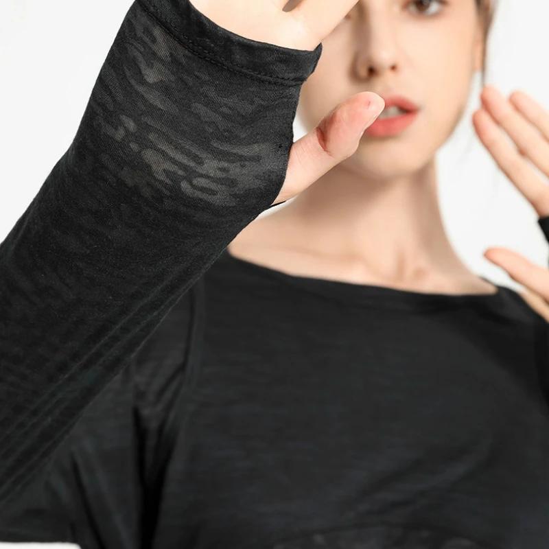 Aadt False-Sweat-shirt de yoga à manches longues pour femme, haut à séchage rapide, chemise d'entraî