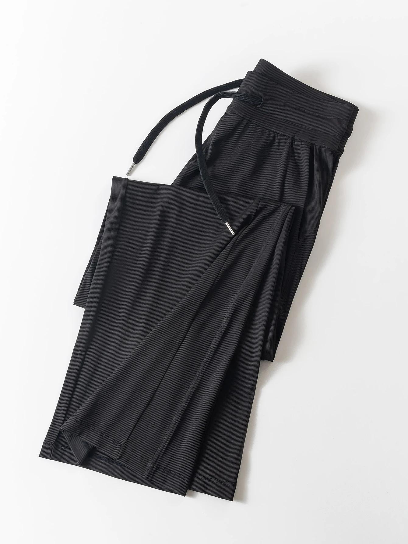 Pantalon décontracté en soie glacée avec cordon - Jambes larges pour maison et yoga été
