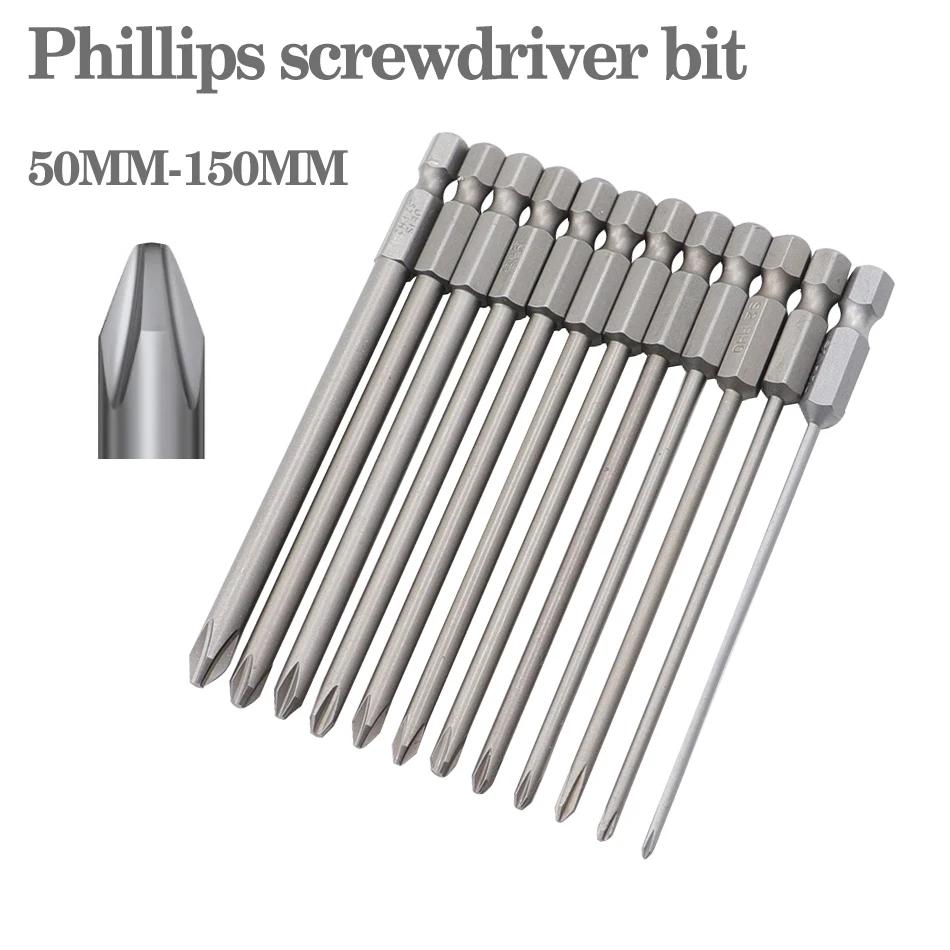 Embout de tournevis Phillips en acier allié S2, 50mm 75mm 100mm 150mm, 12 pièces/15 pièces, avec emb