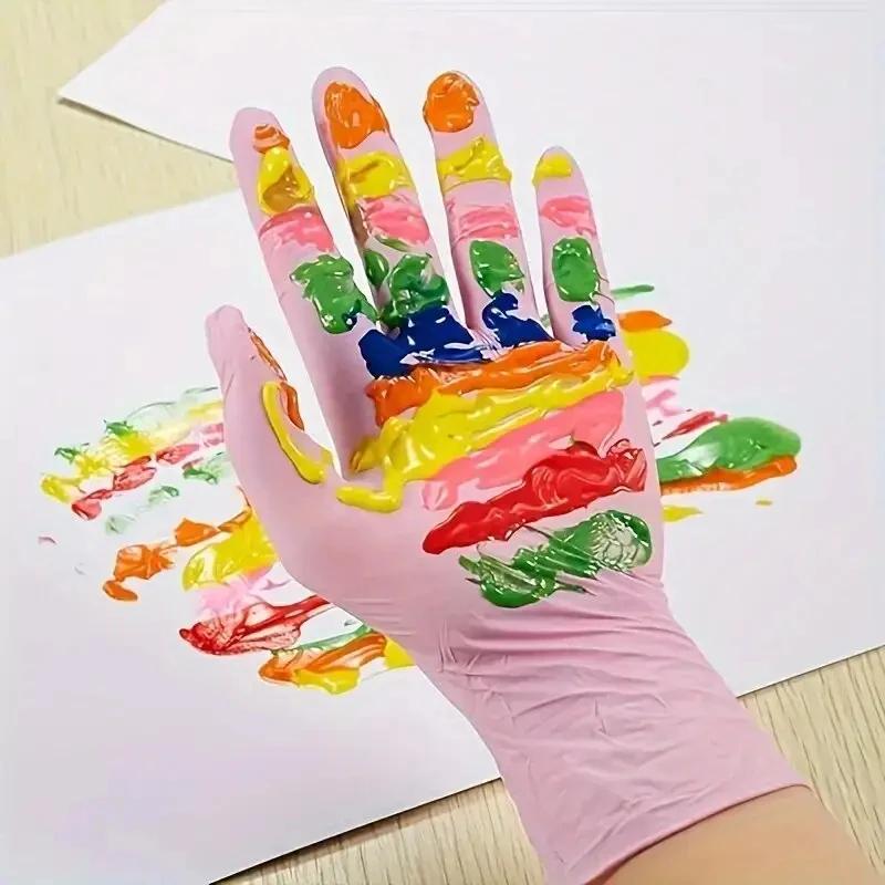 Gants jetables en Nitrile rose pour le nettoyage ménager, le travail de la cuisine, le jardinage, la
