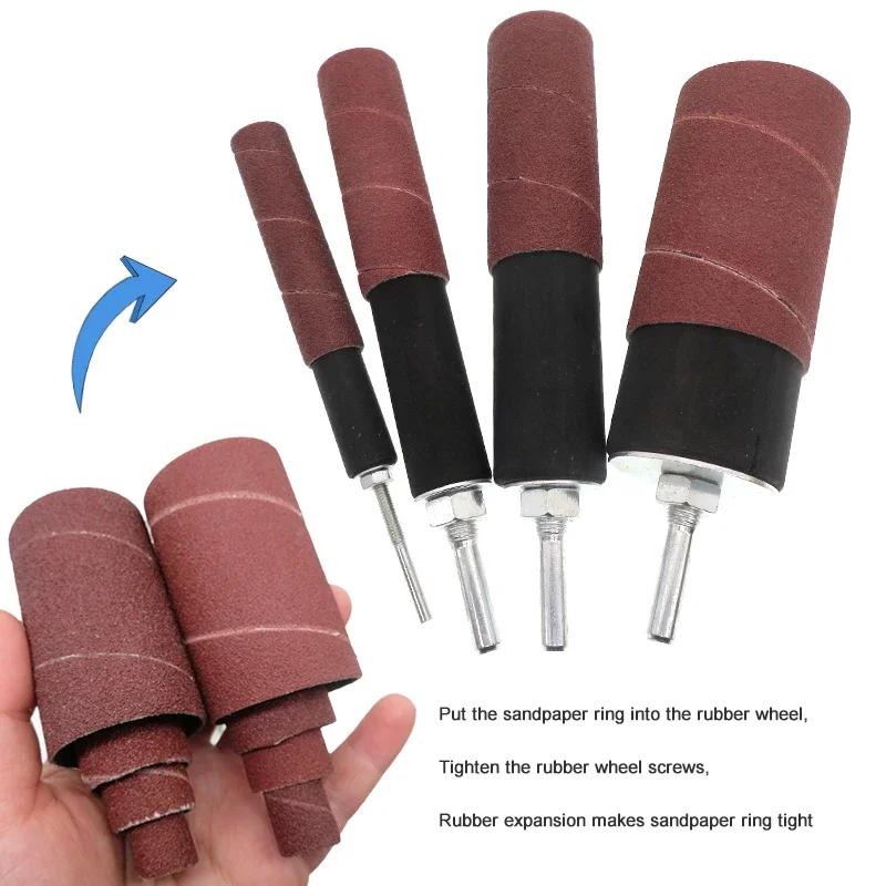 Kit de ponçage à tambour, 20 pièces, broche en caoutchouc, ponceuse à tambour, ensemble d'outils pou