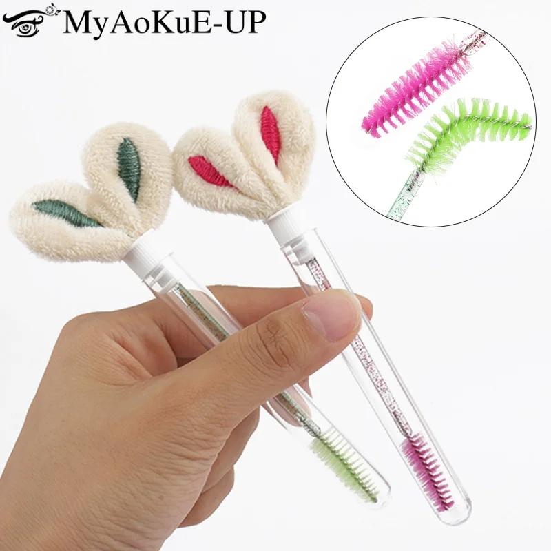 10 pièces Tube brosse à cils Extension de cils pinceaux de maquillage peigne à sourcils oreilles de 