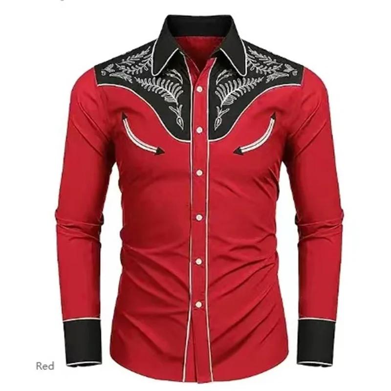 Chemise à manches longues ethnique tribal pour hommes, revers boutonné, mode décontractée, simple, f