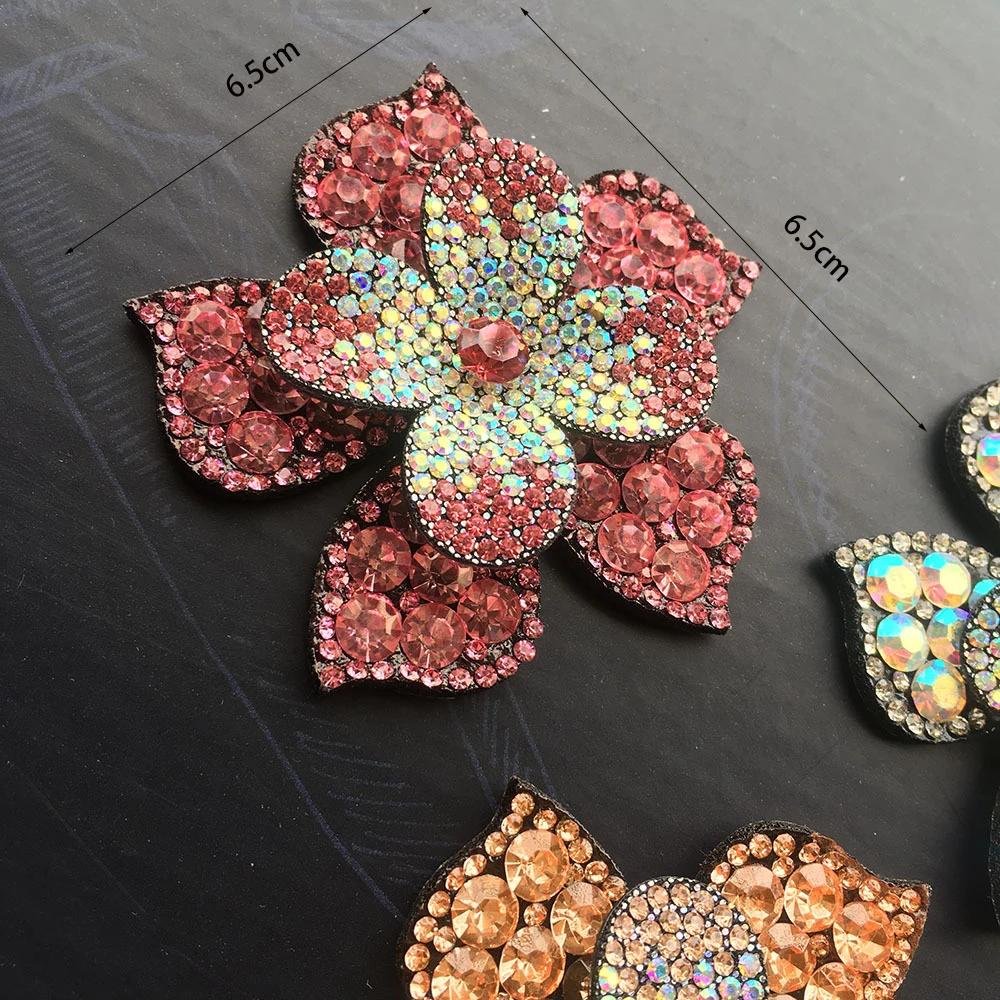 Patch brodé de fleurs en cristal, 1 pièce, pince à cheveux en tissu, sacs appliqués, décoration de m