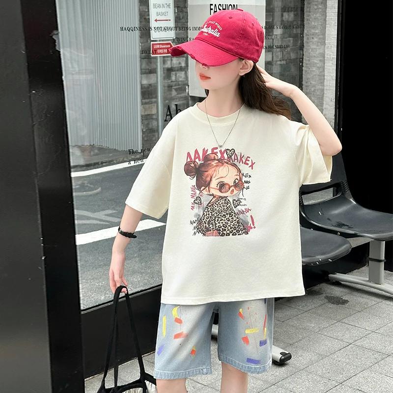 Mode enfants été survêtement pour adolescente tenue décontractée 2 pièces haut et bas vêtements ense