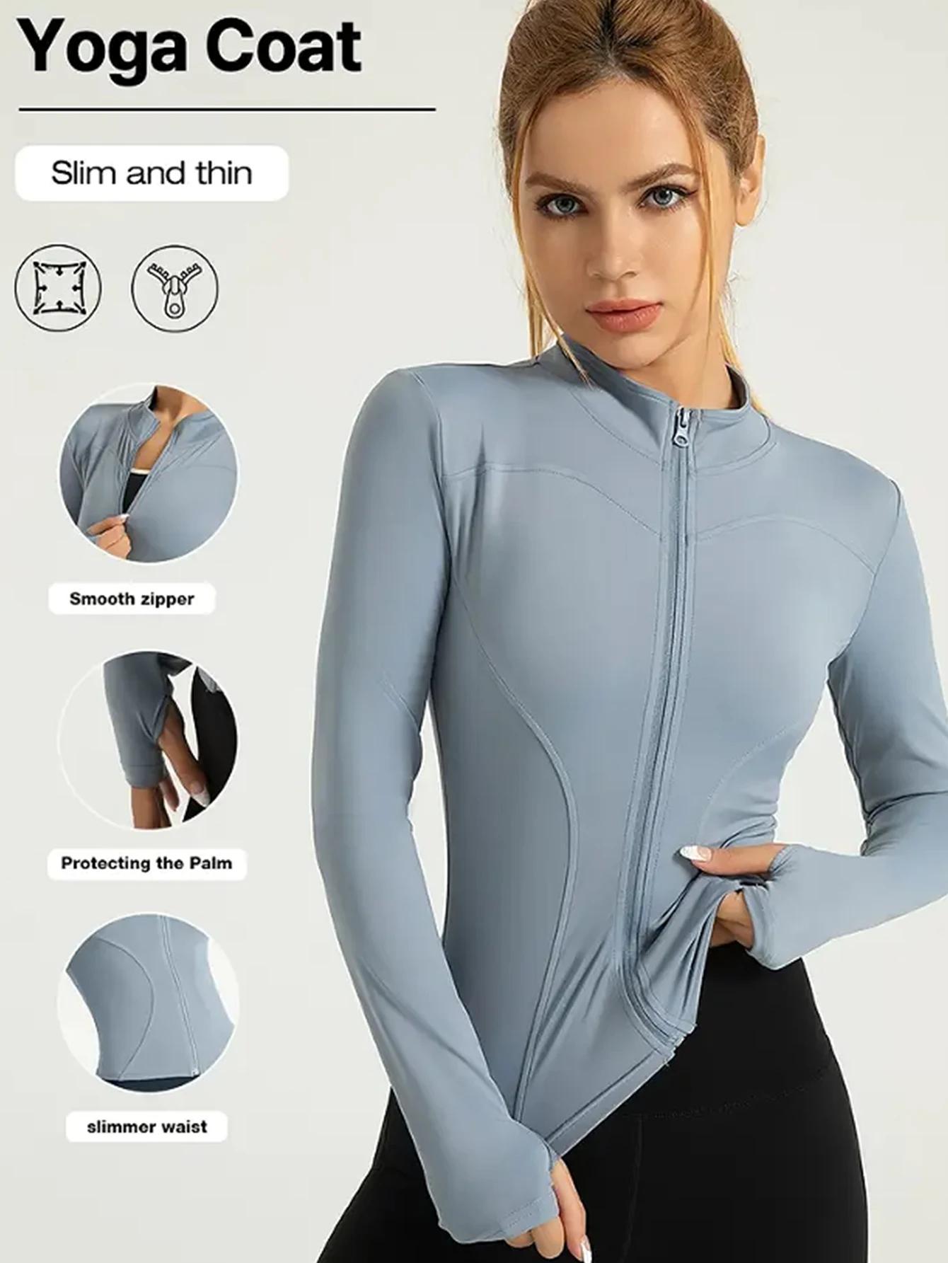 Vêtements de fitness à manches longues pour femmes, veste de sport amincissante à col montant pour c