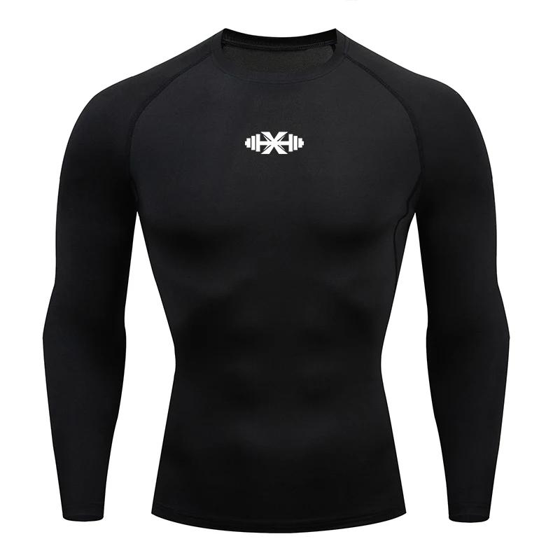 Hommes course Compression T-shirt manches longues Sport t-shirts Gym Fitness sweat mâle Jogging surv