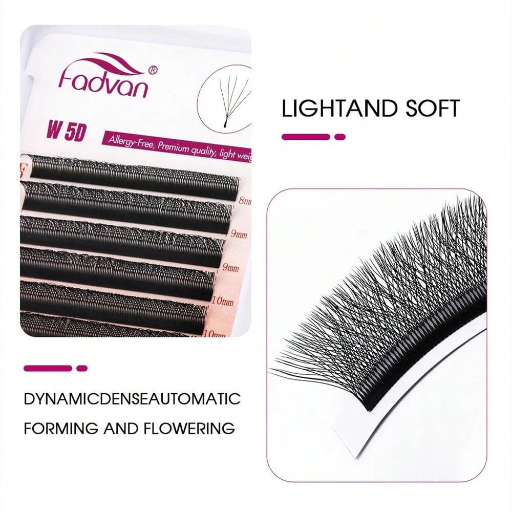 FADVAN 5D-W en forme de 0.07 D Curl Extensions de cils naturel Faux cils de vison lumière douce prof