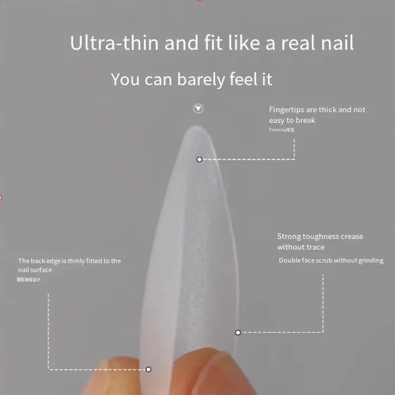 Boîte de 330 pointes d'ongles courtes en amande – Autocollants pour ongles en gel mat améliorés, san