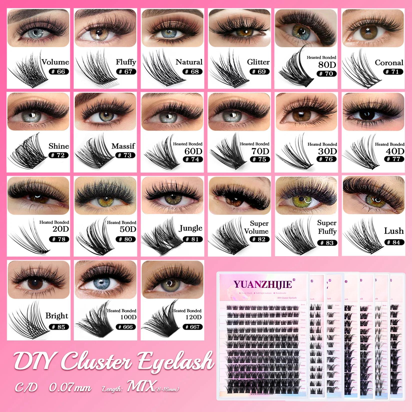 YUANZHIJIE maquillage de cils individuels Cilios Cluster Extension de cils vaporeux C/D Volume de cu