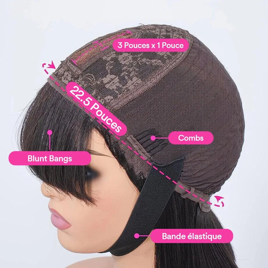 Perruques Frange Cheveux Humains Longue De 34 Pouces Perruques Cheveux Humains Lisses Avec Franges 3