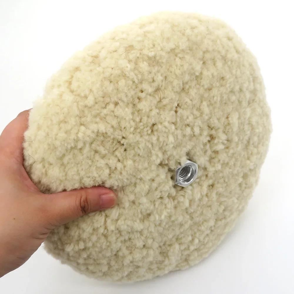 Tampon de polissage 100% laine de 7 pouces, Double face, crochet et boucle de 180mm pour la coupe et