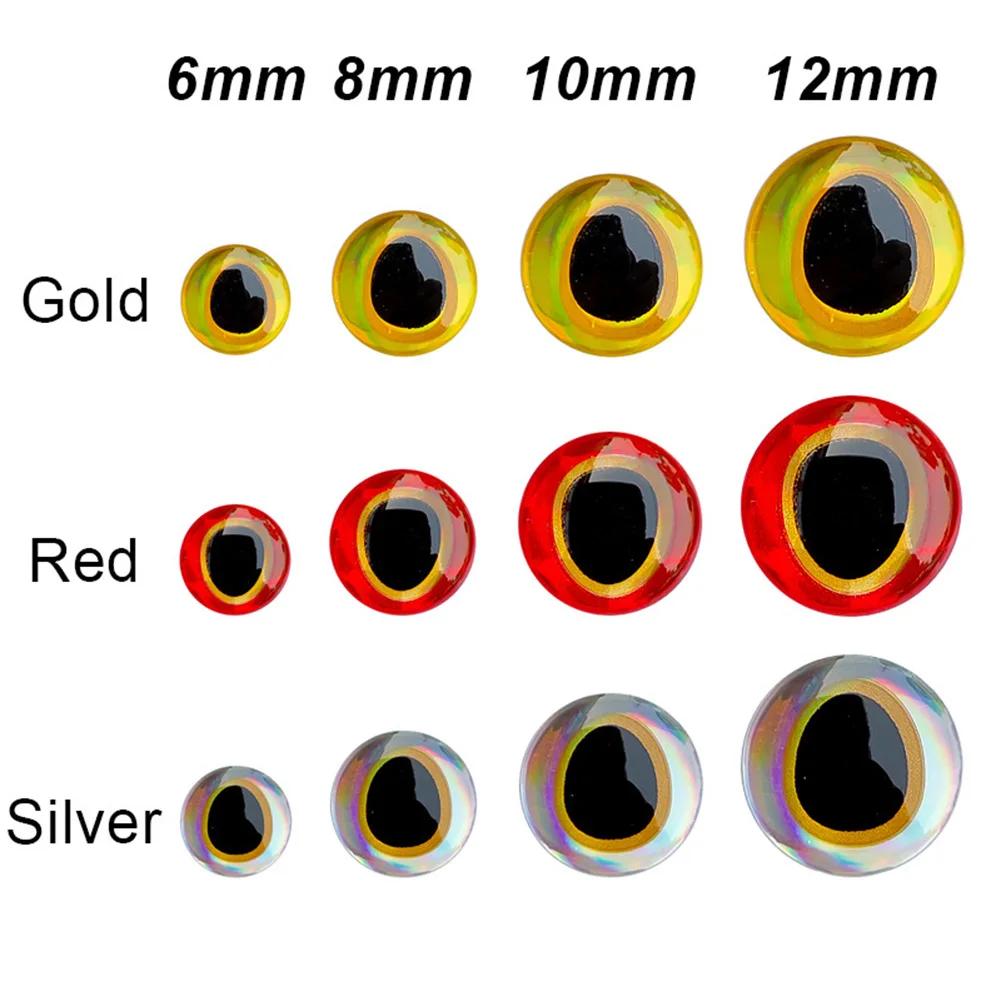100 pièces 6-12mm leurre de pêche yeux 3D-holographique Simulation mouche appât artificiel argent/ro