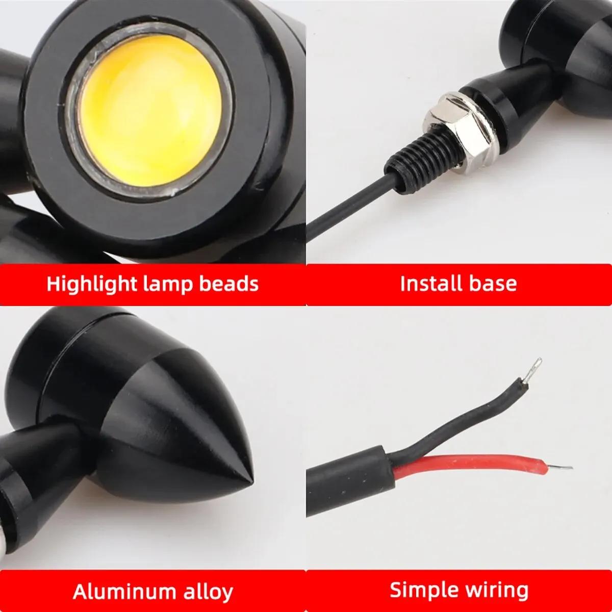 2 feux de plaque d'immatriculation LED Eagle Eye pour Moto, feu arrière jaune, accessoires de Moto, 