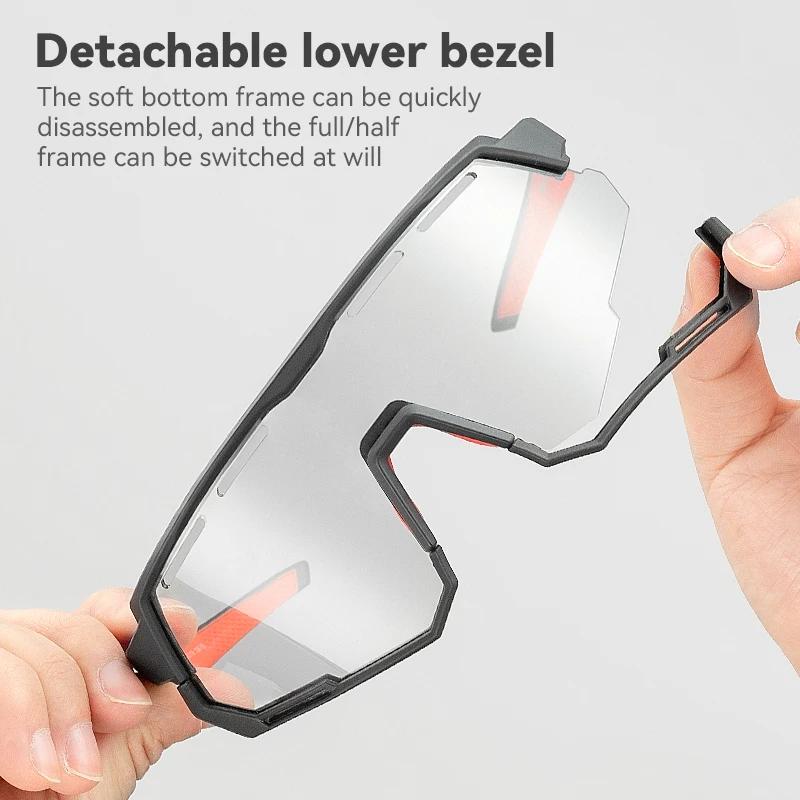 ROCKBROS-Lunettes de soleil polarisées photochromiques UV400, 2 lentilles, cyclisme, sport, VTT, rou