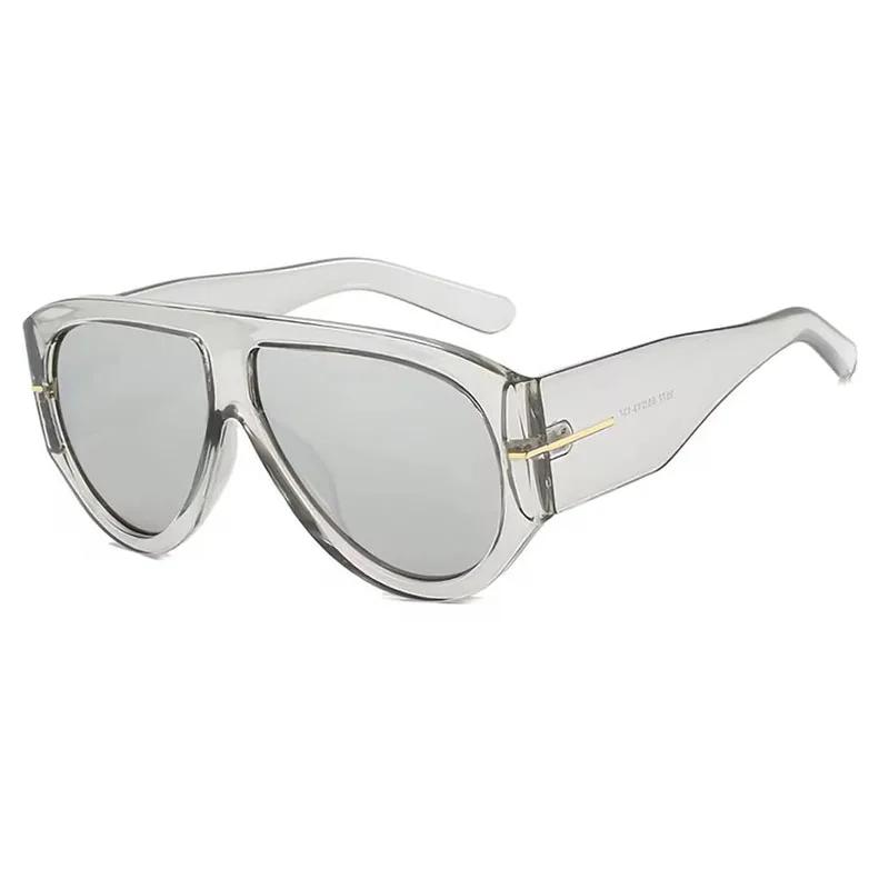 Lunettes de soleil ovales rétro de luxe pour femmes, monture large, couleur thé noir, style pilote c