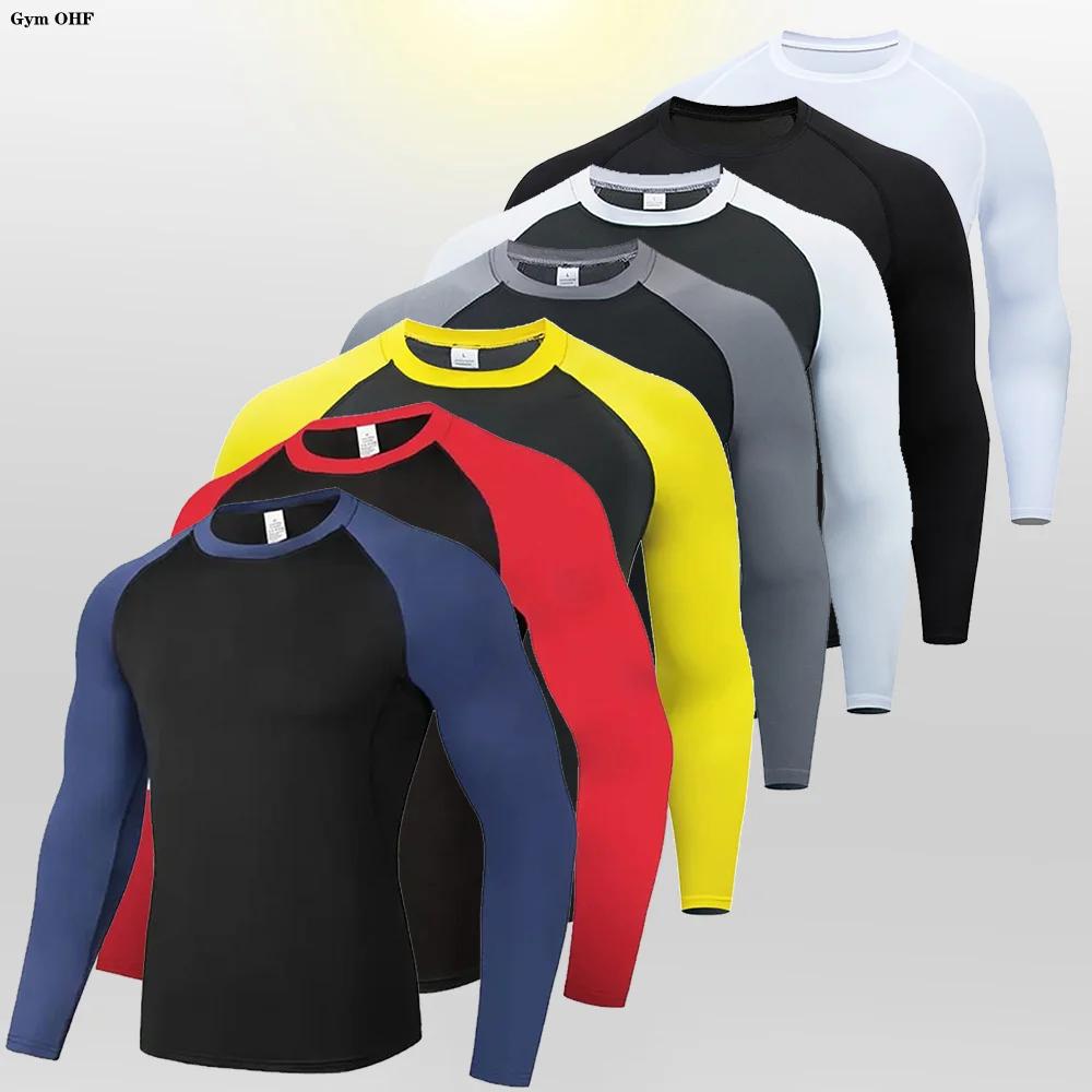 Nouveaux hommes T-Shirt de sport séchage rapide chemise de course à manches longues chemises de Comp
