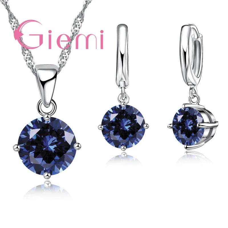 Ensemble de bijoux de mode en argent regardé 925 pour femmes, collier pendentif, boucles d'oreilles 