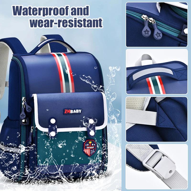 Sac d'école primaire de style britannique pour enfants, sac léger pour garçons, protection de la col
