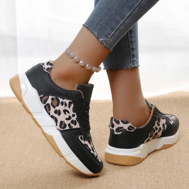Baskets de Jogging pour femmes, baskets de marche décontractées d'été, tendance, imprimé léopard, co