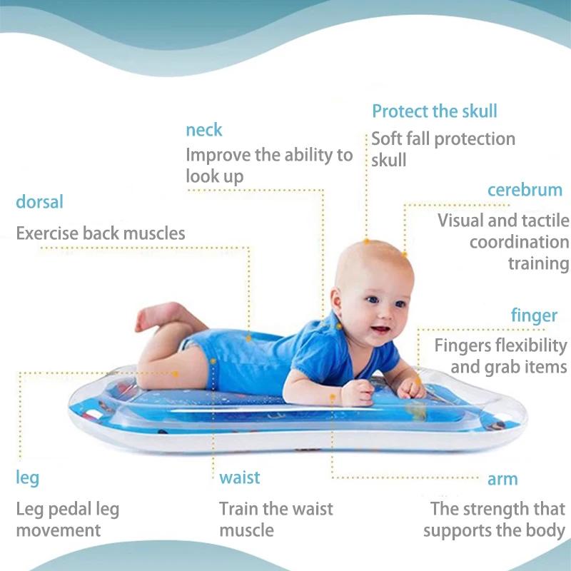 Tapis de jeu d'eau pour bébé, jouets pour le ventre, coussin gonflable, développement de l'éducation