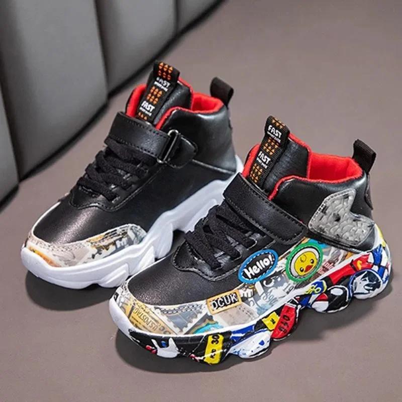 Taille 26-36 enfants sport baskets pour filles enfant dessin animé Graffiti modèle chaussures décont