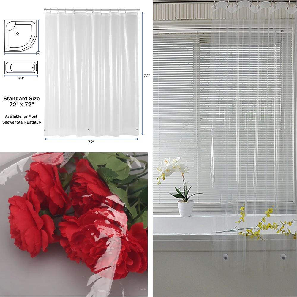 Rideau de douche PEVA, rideaux de bain transparents en plastique imperméable, rideaux de salle de ba