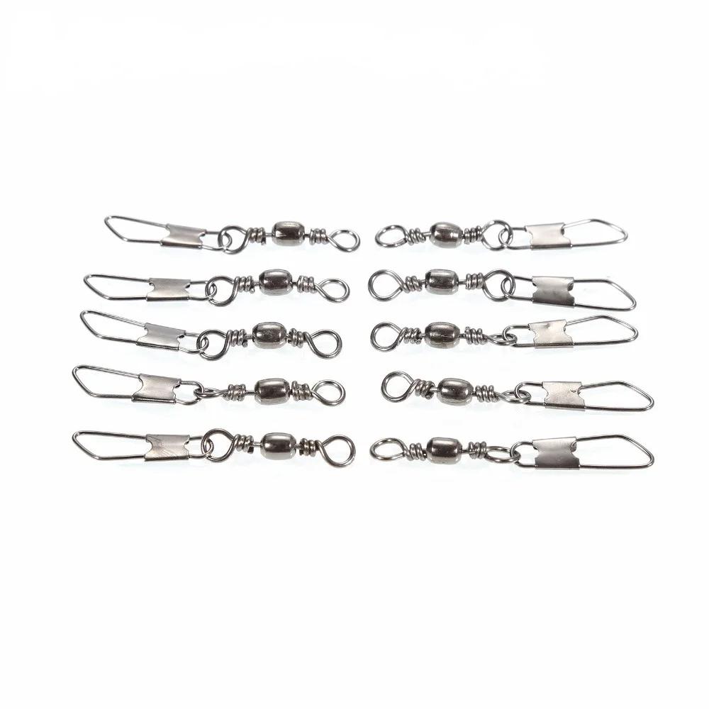 50 pièces/lot connecteur de pêche broche roulement pivotant en acier inoxydable avec mousqueton hame