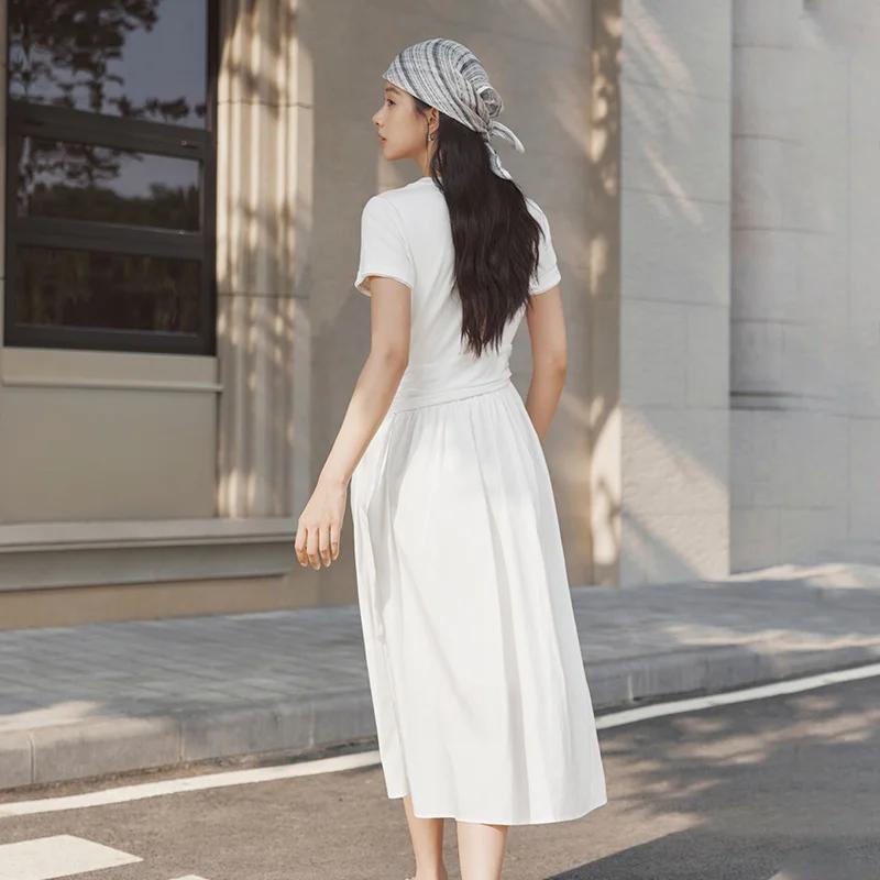 Robe plissée pour femme Semir 2026, col rond, taille cintrée, style urbain décontracté, douce et con