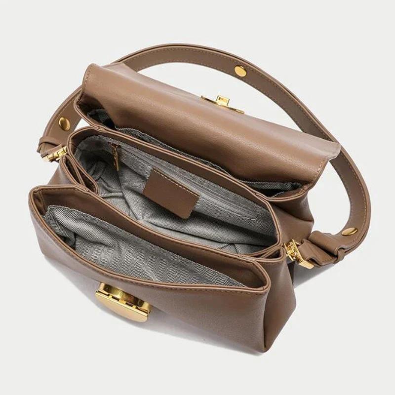 Sac à bandoulière en cuir pour femmes, sacs à bandoulière, plusieurs poches, sac à main à sangle rég