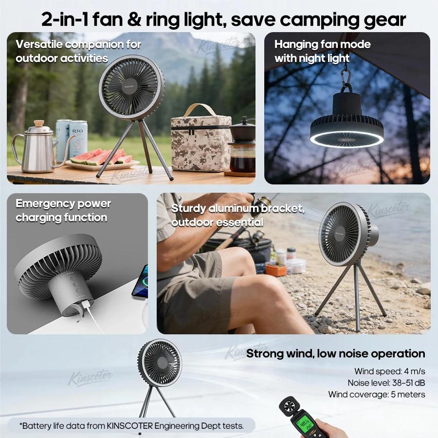 Ventilateur de Camping 10000mAh, diffuseur d'air Portable de bureau Rechargeable, ventilateur électr
