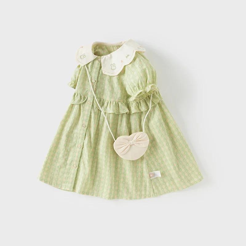 Dave Bella – robe de princesse pour petites filles, breloque d'été, douce et élégante, à carreaux ve