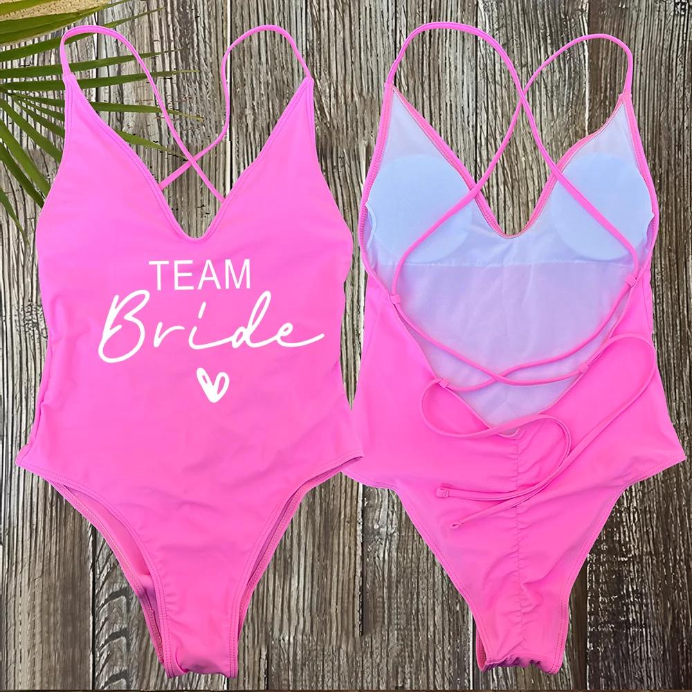 Sexy rembourré une pièce maillot de bain femmes équipe mariée maillots de bain Bikini été maillot de