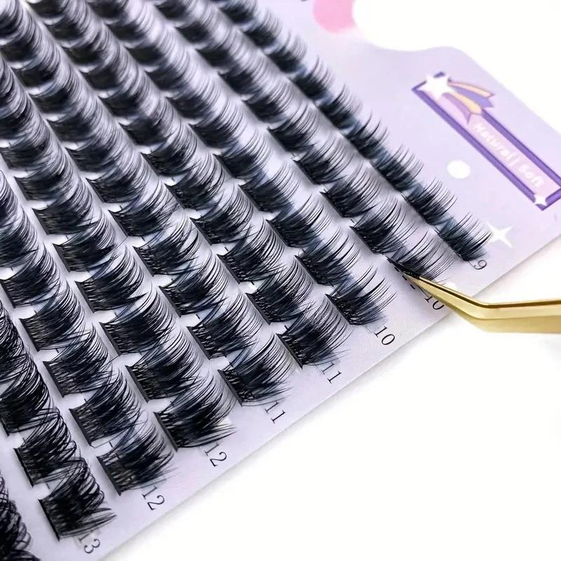 Faux cils en vison, 168 pièces, cils en grappe 0.07mm D Curling 9-16mm, mélange d'extensions de cils