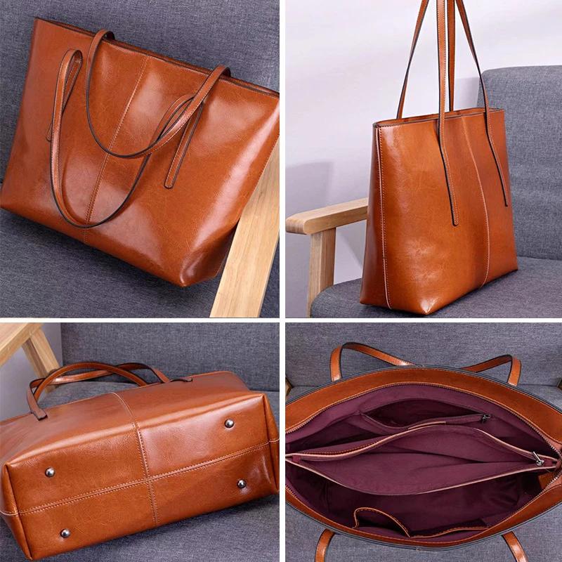 BURMINSA – sacs fourre-tout Vintage en cuir véritable pour femmes, sacs à main de luxe élégants pour