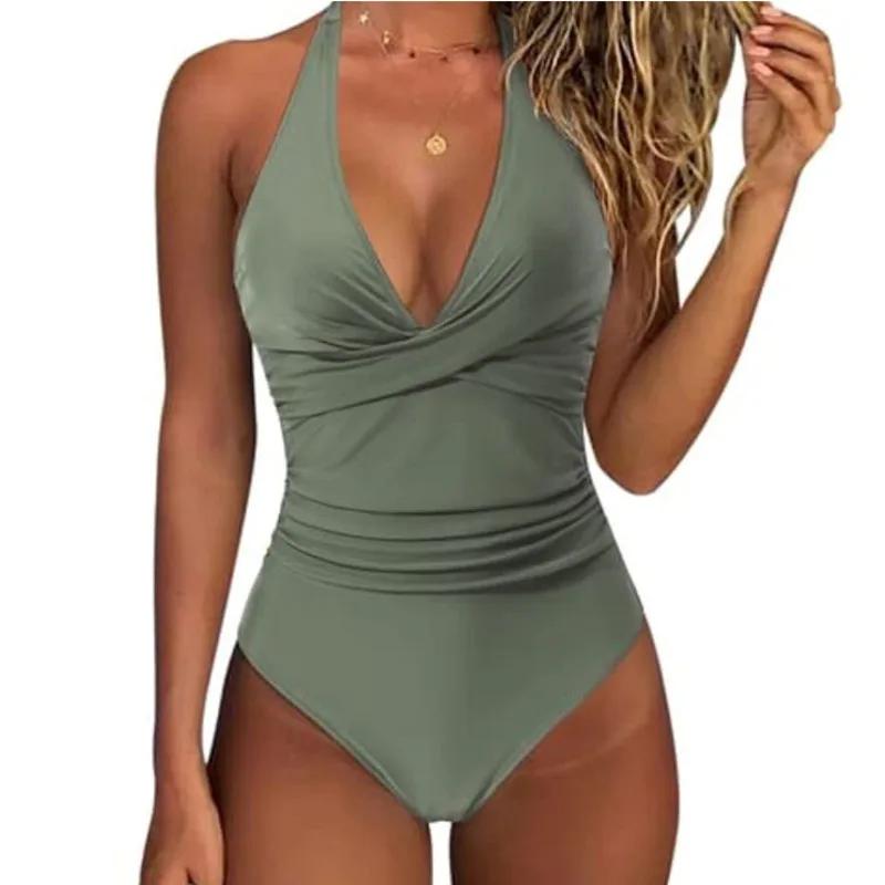 Été Sexy grande taille maillots de bain femmes une pièce grande taille maillots de bain fermé Push U