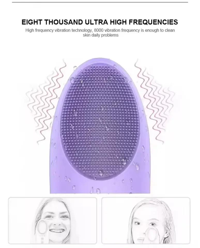 Brosse nettoyante électrique 4-en-1 en silicone pour le visage : exfoliation des points noirs, raffe