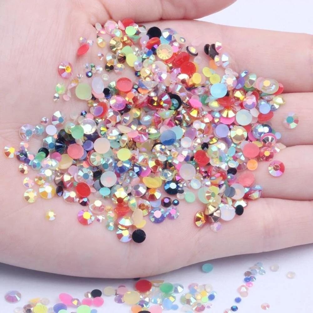 Strass en résine pour décorations de vêtements, gemmes d'ongles en cristal sans correctif, colle à d
