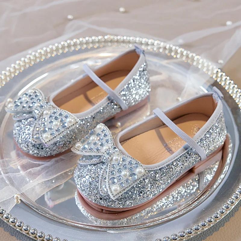 Mocassins enfant semelle souple danse fête princesse chaussures sirène violet paillettes Ballet chau