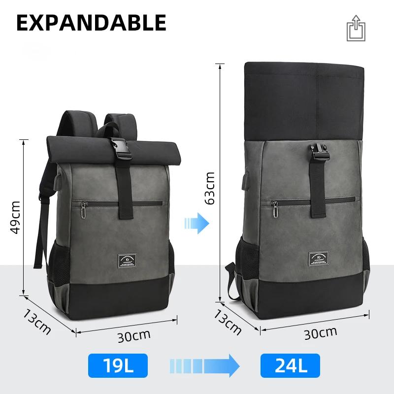 Sacs à dos d'ordinateur imperméables pour hommes et femmes, cuir PU léger, sac à dos à roulettes de 