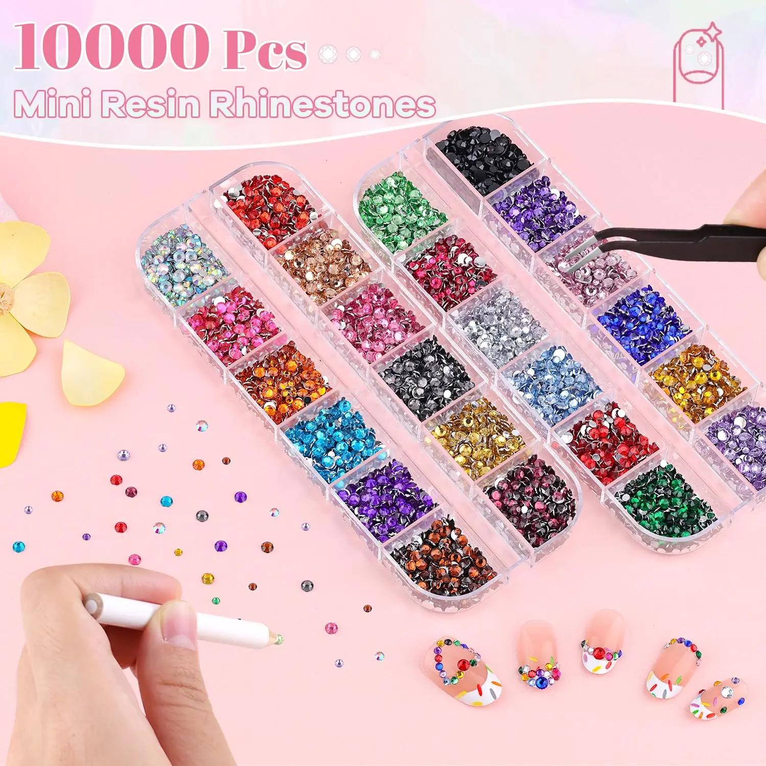5000 pièces petits strass en résine pour Nail Art, strass colorés 2/3MM pierres précieuses pour ongl