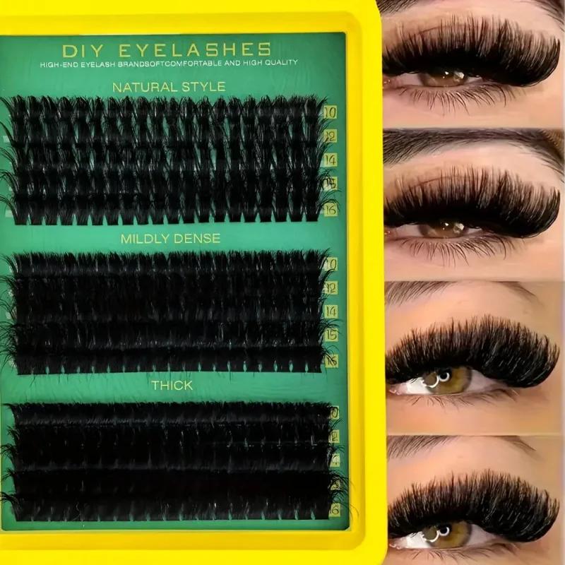 Kit d'extension de cils DIY, longueurs mixtes moelleuses de 10 à 16 mm, cils épais de 0,07 mm avec p