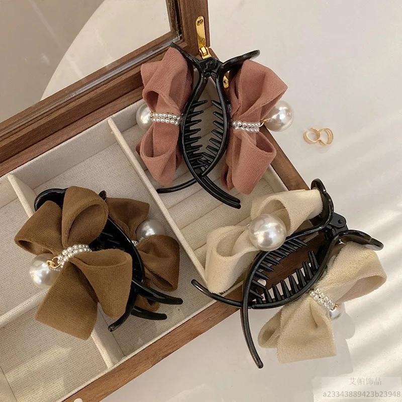 1 morceau d'arc, pince à perles, tempérament, pince requin, accessoire pour cheveux en tissu de Styl