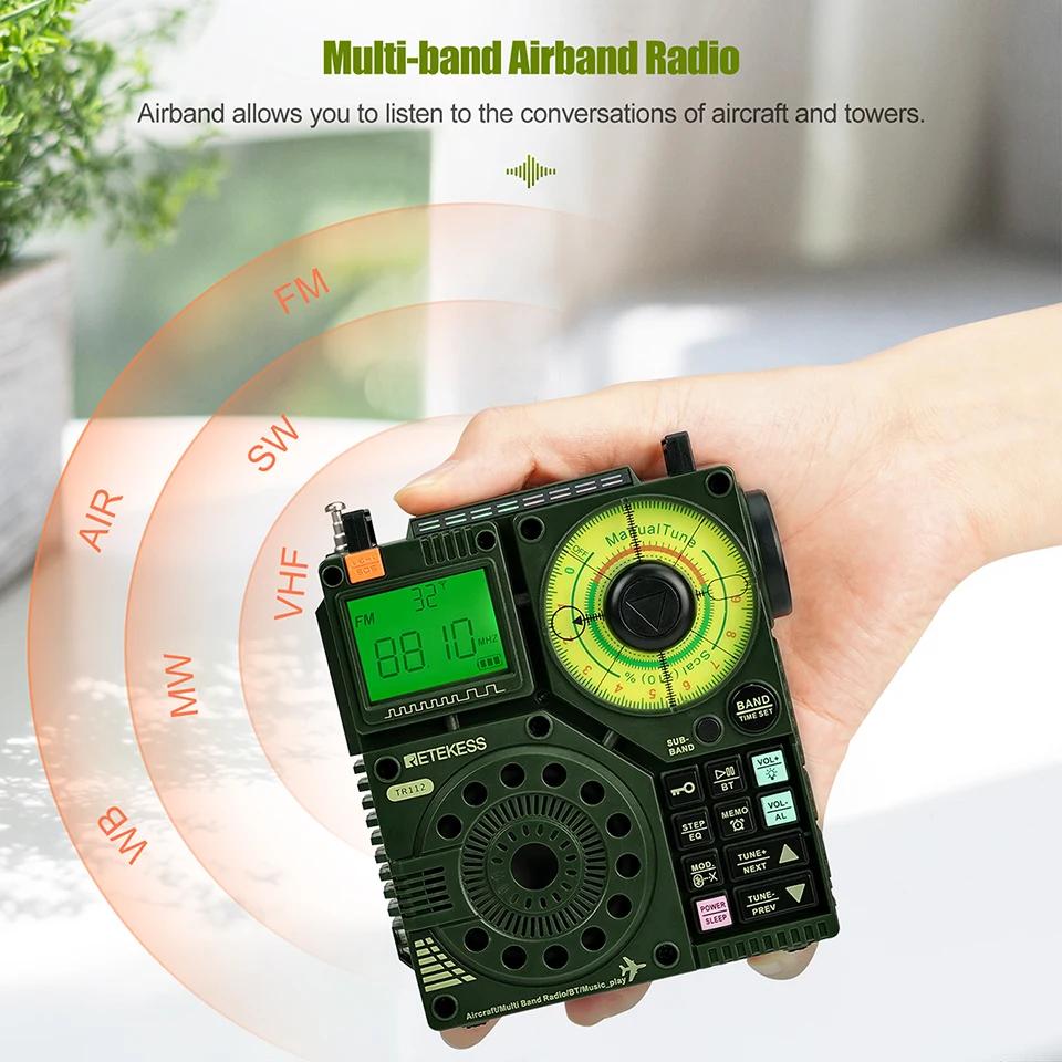 Retekess TR112 Radio FM AM Portable Radio, Amateur Récepteur Radio d'urgence, VHF MW SW WB AIR Band 