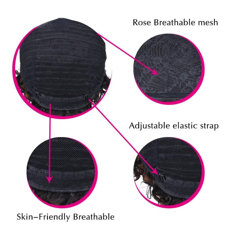 Perruque de cheveux humains ondulés bouclés, coupe Pixie, 4 pouces, densité 150%, pour femmes, entiè