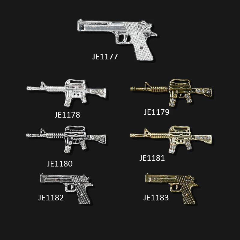 10 pièces/lot 3D alliage Punk pistolet pistolet Nail Art breloques métal rétro or/argent pistolet fo